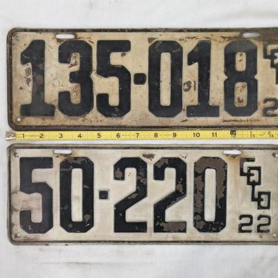 1922 Colorado License Plates