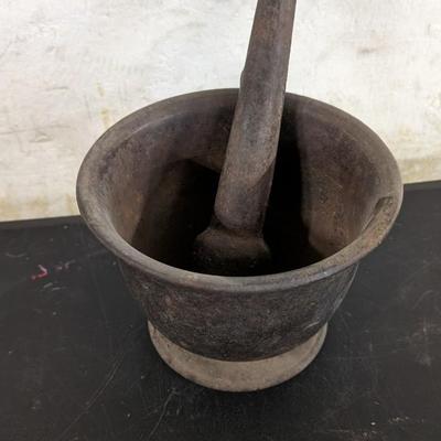 Cast Iron Mortar Pestle with Antique Irons