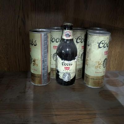 Vintage Coors Lighted Sign and Cans
