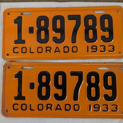 Paired 1930's Colorado License Plates