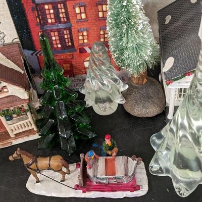 Christmas Trees and Village Pieces