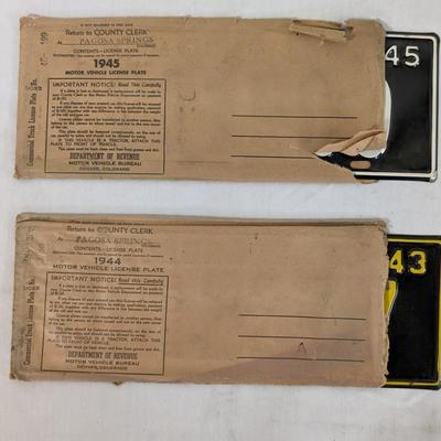 1945 and 1947 Commercial Colorado License Plates w/ Paper Sleeves