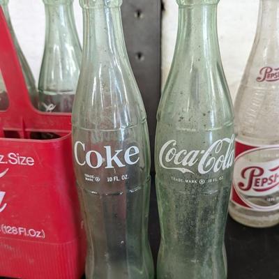 Vintage Cola Bottles and Coca Cola 6 Pack
