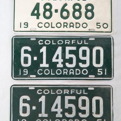 1950-1954 Colorado License Plates