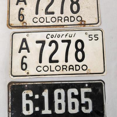 1955-1959 Colorado License Plates