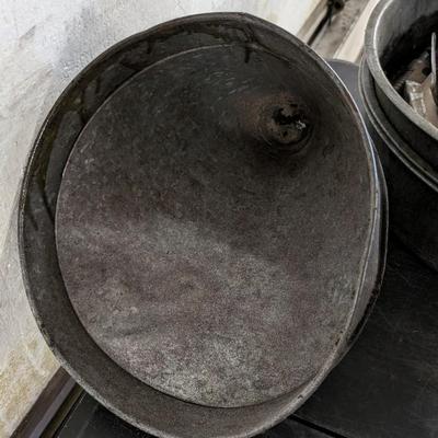 Galvanized Oil Cans, Pans, and Funnels