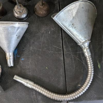 Galvanized Oil Cans, Pans, and Funnels