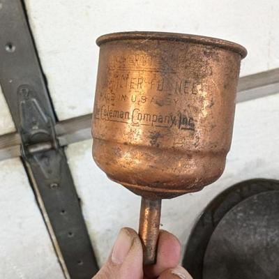 Galvanized Oil Cans, Pans, and Funnels