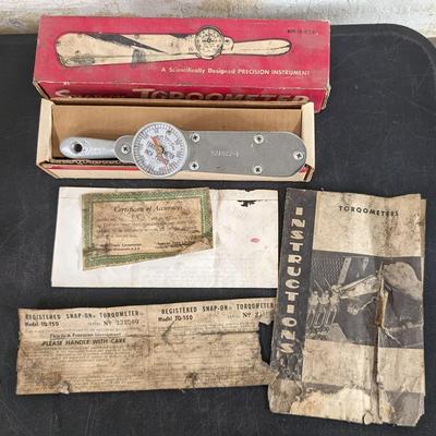 Vintage Snap On Torqometer w/ Paperwork