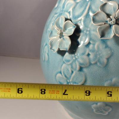 Glazed Ceramic Floral Design Vase