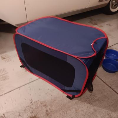 SMALL PET CARRIER, FOOD/WATER DISHES & SOFT SIDED SPORT PET ENCLOSURE