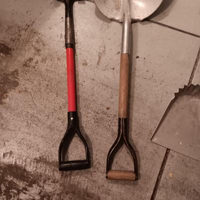 SHOVELS, LOPERS AND A LARGE METAL DUST PAN