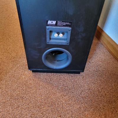 3 DCM SPEAKERS, 1 SAMSUNG AND A WIRELESS SUBWOOFER
