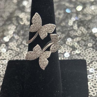 Double butterfly shaped ring for women