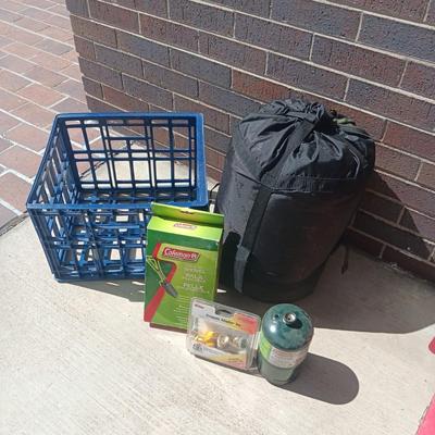 TETON SPORTS SLEEPING BAG, COLEMAN FOLDING SHOVEL & PROPANE ADAPTER