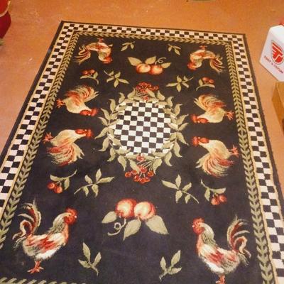 RUBBER MAID TYPE 4 DRAWER ORGANIZER, AREA RUG AND LATCH HOOK PICTURE