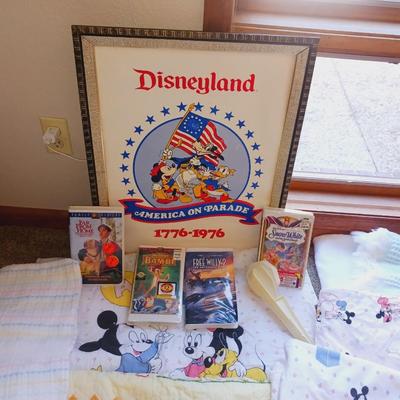 BABY QUILTS/BLANKETS, WINNIE THE POOH MOBILE, DISNEY VHS MOVIES AND MORE