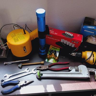 SOME HAND TOOLS, FLASHLIGHTS AND MORE