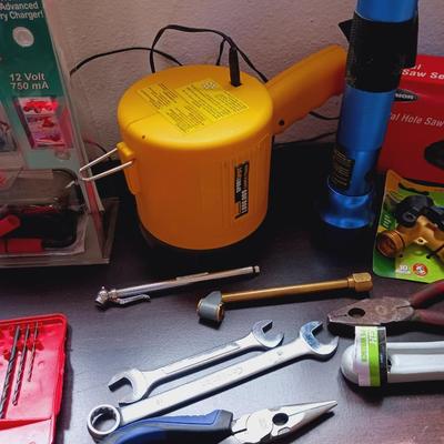 SOME HAND TOOLS, FLASHLIGHTS AND MORE