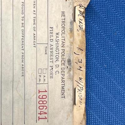 1968 Washington DC Police Dept. Arrest Form Book