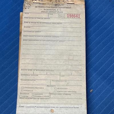 1968 Washington DC Police Dept. Arrest Form Book