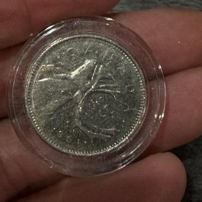 1961 UNITED KINGDOM QUEEN Elizabeth II CARIBOU Silver 25 Cent Coin