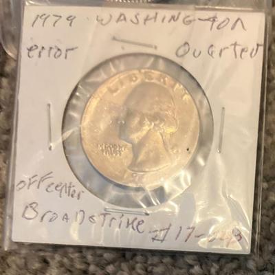 1979 Washington quarter error and off center broad strike