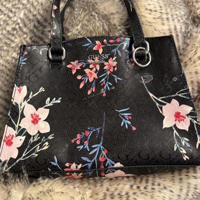Guess large women’s black flower purse