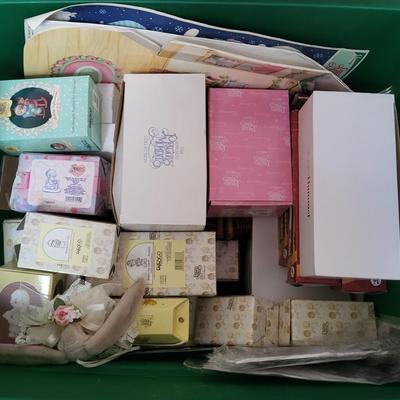 TOTE FULL OF PRECIOUS MOMENTS AND OTHER FIGURINES
