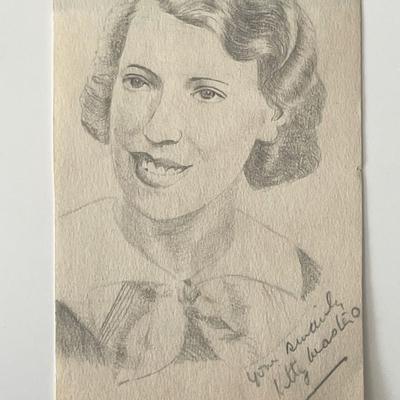 British singer Kitty Masters signed sketch 
