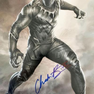 Black Panther Chadwick Boseman signed movie photo