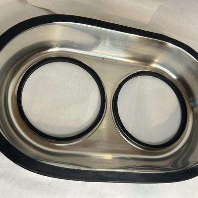 Double Plastic & Stainless-Steel Feeding Stand for 5.5” Pet Bowls