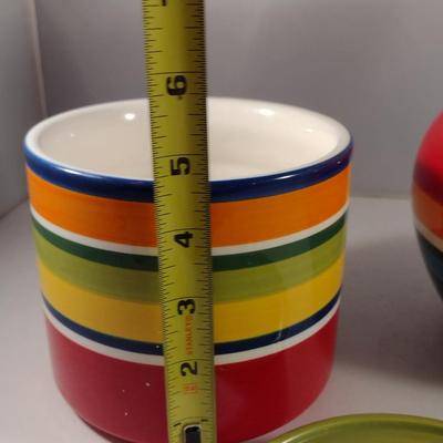 Pier 1 Imports Ceramic 'Summer Stripes' Pitcher and Container with Lid