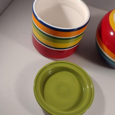 Pier 1 Imports Ceramic 'Summer Stripes' Pitcher and Container with Lid