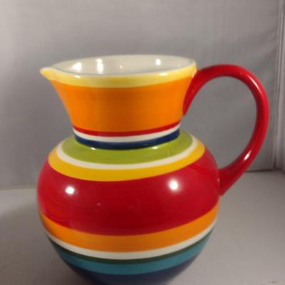 Pier 1 Imports Ceramic 'Summer Stripes' Pitcher and Container with Lid