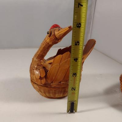 Small, Hand Made Animal Design Baskets- Seal, Duck, and Goose