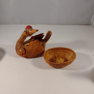 Small, Hand Made Animal Design Baskets- Seal, Duck, and Goose