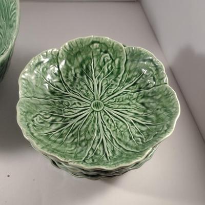 World Market Cabbage Leaf Design 7 Piece Ceramic Salad Set