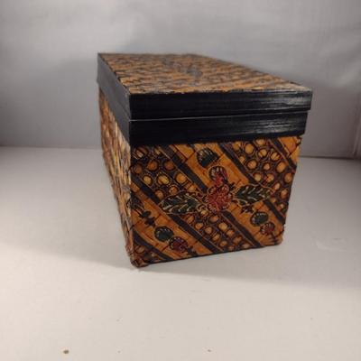 Woven Decorative Storage Box and Basket with Oak Leaf and Acorn Accents
