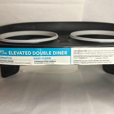 NWT You & Me Double Plastic Feeding Stand for 6” Pet Bowls