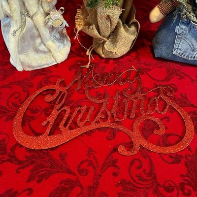 SANTA TREE TOPPER, TABLE TOP CHRISTMAS TREE AND HANGING MERRY CHRISTMAS SIGN