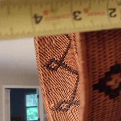 Hand Woven Round Bowl Basket with Carved Bone and Glass Accents- Approx 11 1/2" in Diameter, 4" Deep