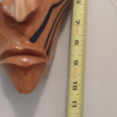 Signed, Native American Cherokee Blue Clan Hand Carved Wooden Mask- Measures Approx 10