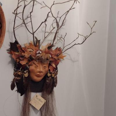 'Earth Spirits' Smiling Clay Sculpture with Natural Accents