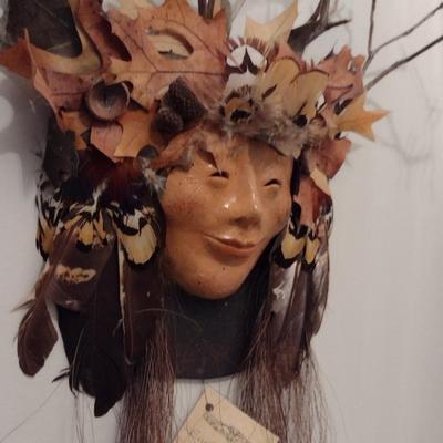 'Earth Spirits' Smiling Clay Sculpture with Natural Accents