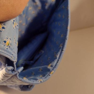 Vera Bradley Quilted Sky Blue Shoulder Bag with ID Case and Cosmetic Bag