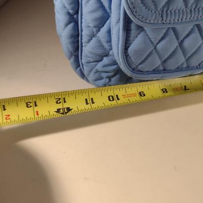 Vera Bradley Quilted Sky Blue Shoulder Bag with ID Case and Cosmetic Bag