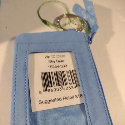 Vera Bradley Quilted Sky Blue Shoulder Bag with ID Case and Cosmetic Bag