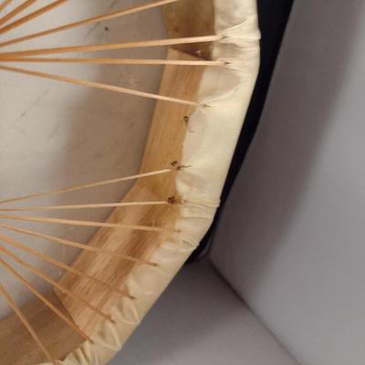 Leather and Wood Frame Shaman's Drum with Mallet- Approx 14 1/2" in Diameter