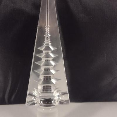 Vintage Cut Glass Stopper with Pagoda Design- Approx 7" Long